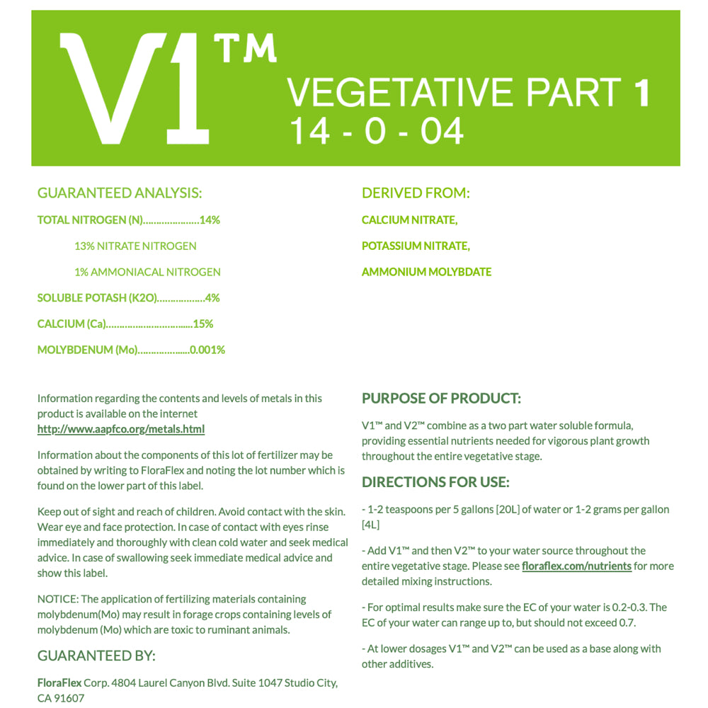 Floraflex Nutrients - Veg V1 + V2 Combo