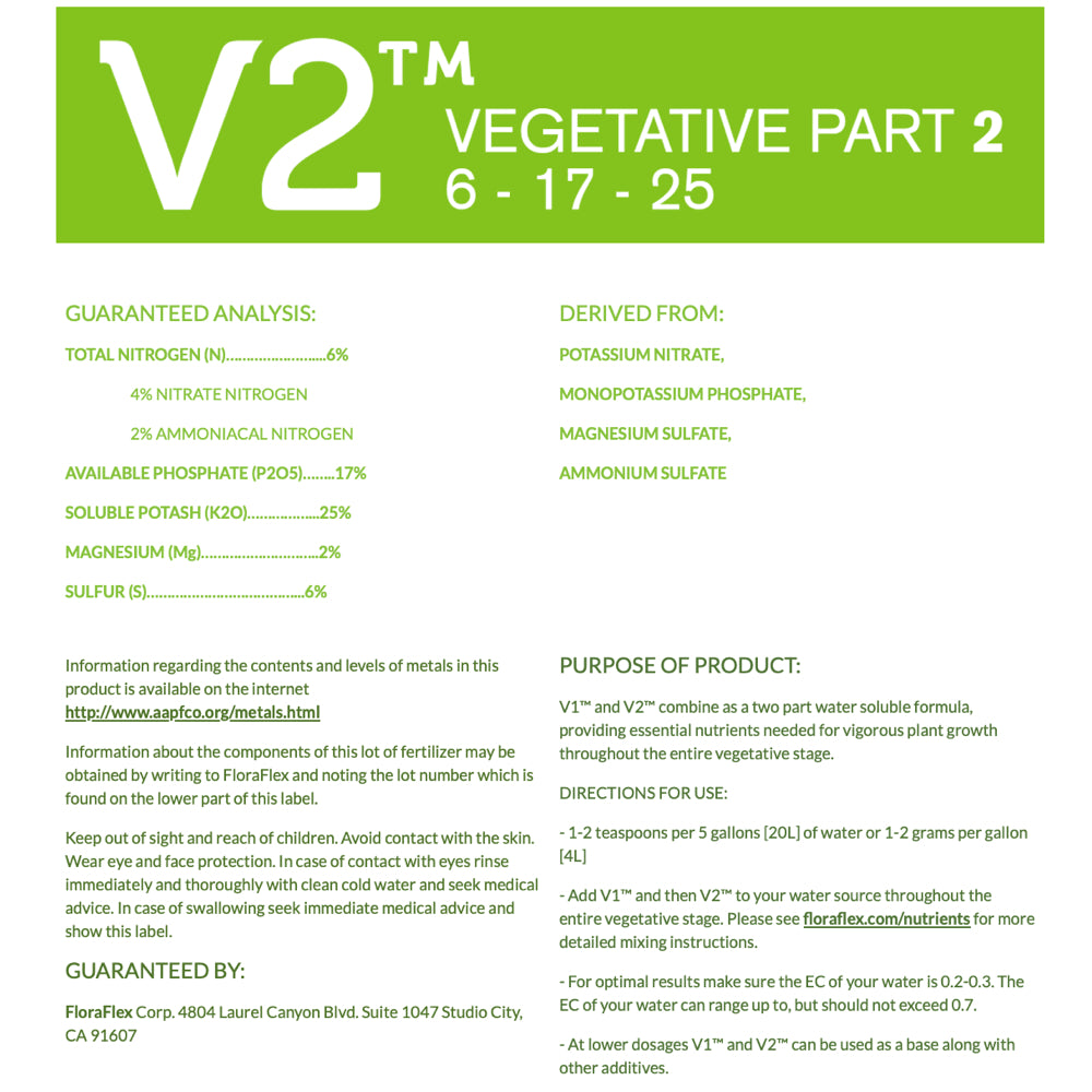 Floraflex Nutrients - Veg V1 + V2 Combo